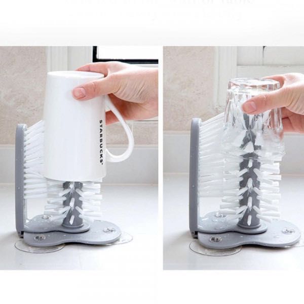 360 ° Двойна домакинска четка за миене на чаши с вакуум