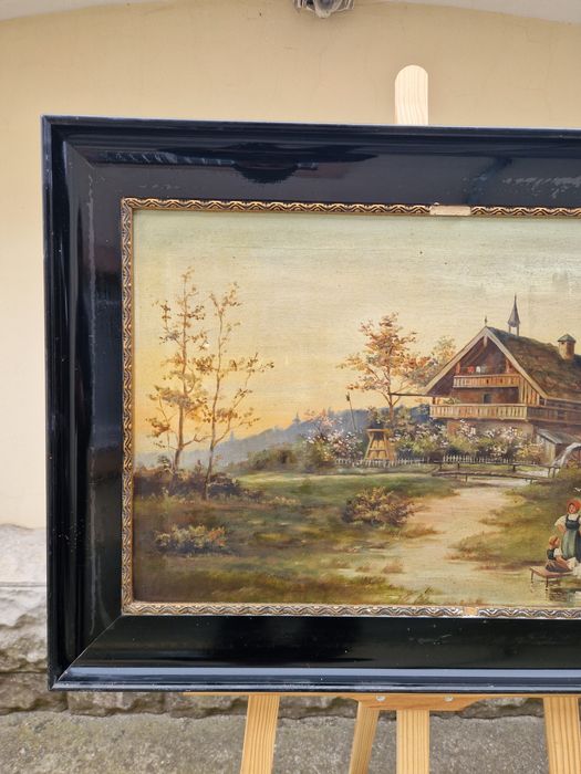 Превъзходна антикварна майсторска картина масло върху платно