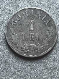 1 LEU 1873 CAROL I ROMANIA - 1 LEU 1873 CU - L - INTRERUPT - Ag 835