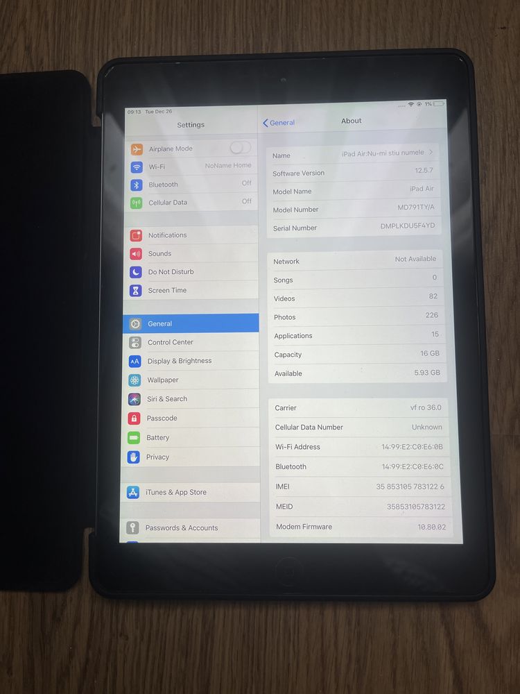 iPad Air A1475 Space Grey