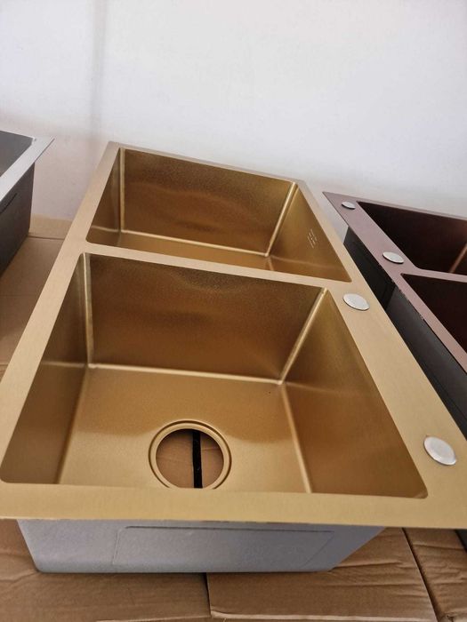 Reducere Chiuveta 2 cuve gold rose 80x45 -TRANSPORT GRATUIT