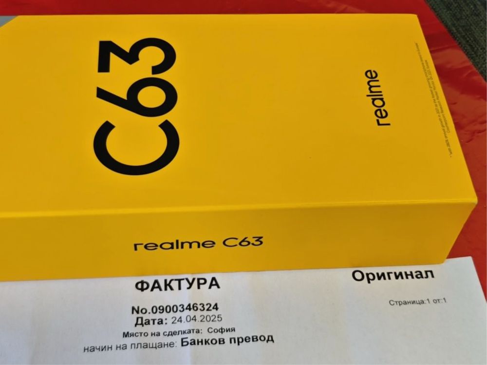 КАТО НОВ 256GB Realme C63 Гаранция Технополис 2027г. Blue