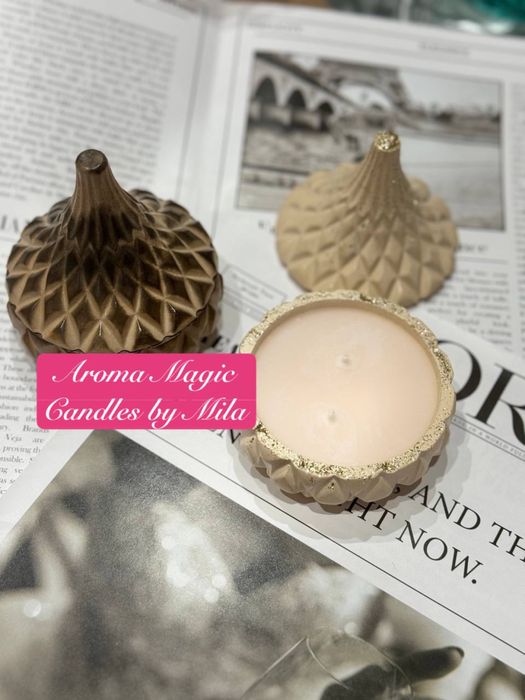 Свечи Aroma magic с декором в гипсовом подсвечнике