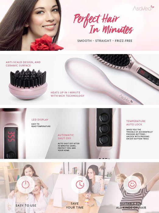 Asavea иновативна висококачествена четка за изправяне на коса