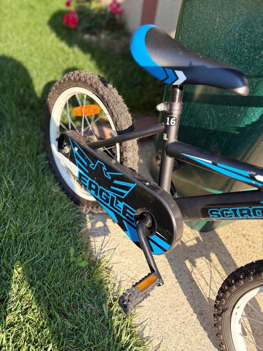 Bicicleta Copii Scirocco Eagle, roata 16'' , Culoare negru cu albastru
