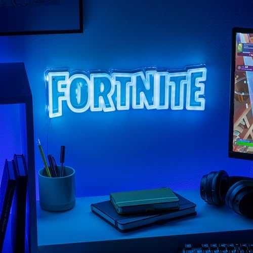 Нова Fortnite неонова LED лампа за стена 40см геймър знак декор синя