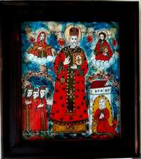 Sfantul Nicolae-Icoană pictata pe sticlă
