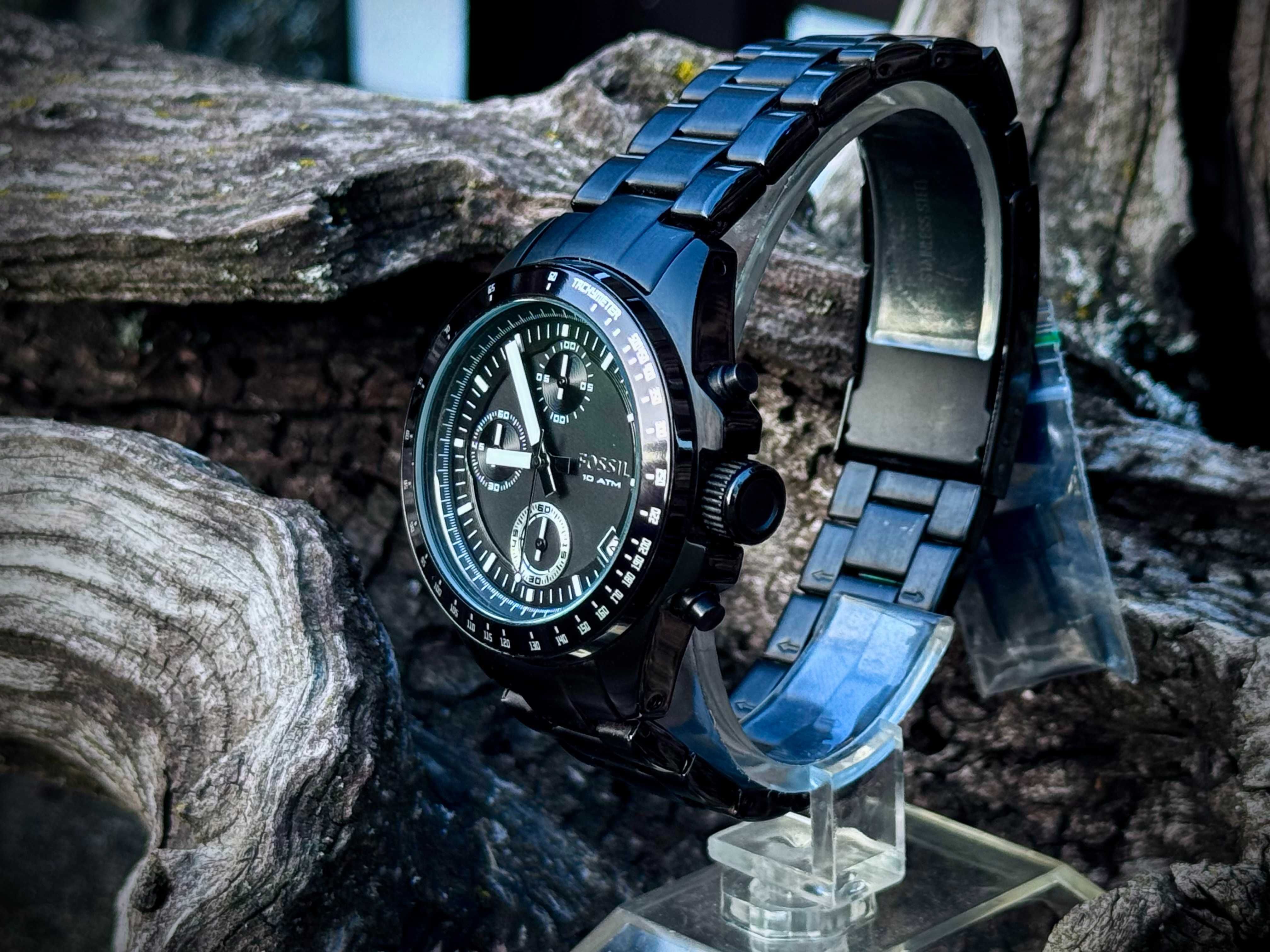 Fossil Decker Chronograph – Черен стоманен мъжки часовник