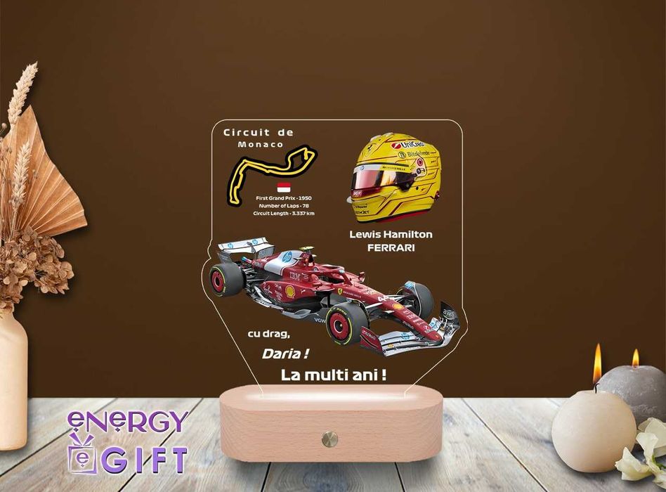 Lampa Led Personalizata – Formula 1 Ferrari – Lewis Hamilton