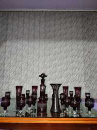 Set pahare sticla vaza  rubin