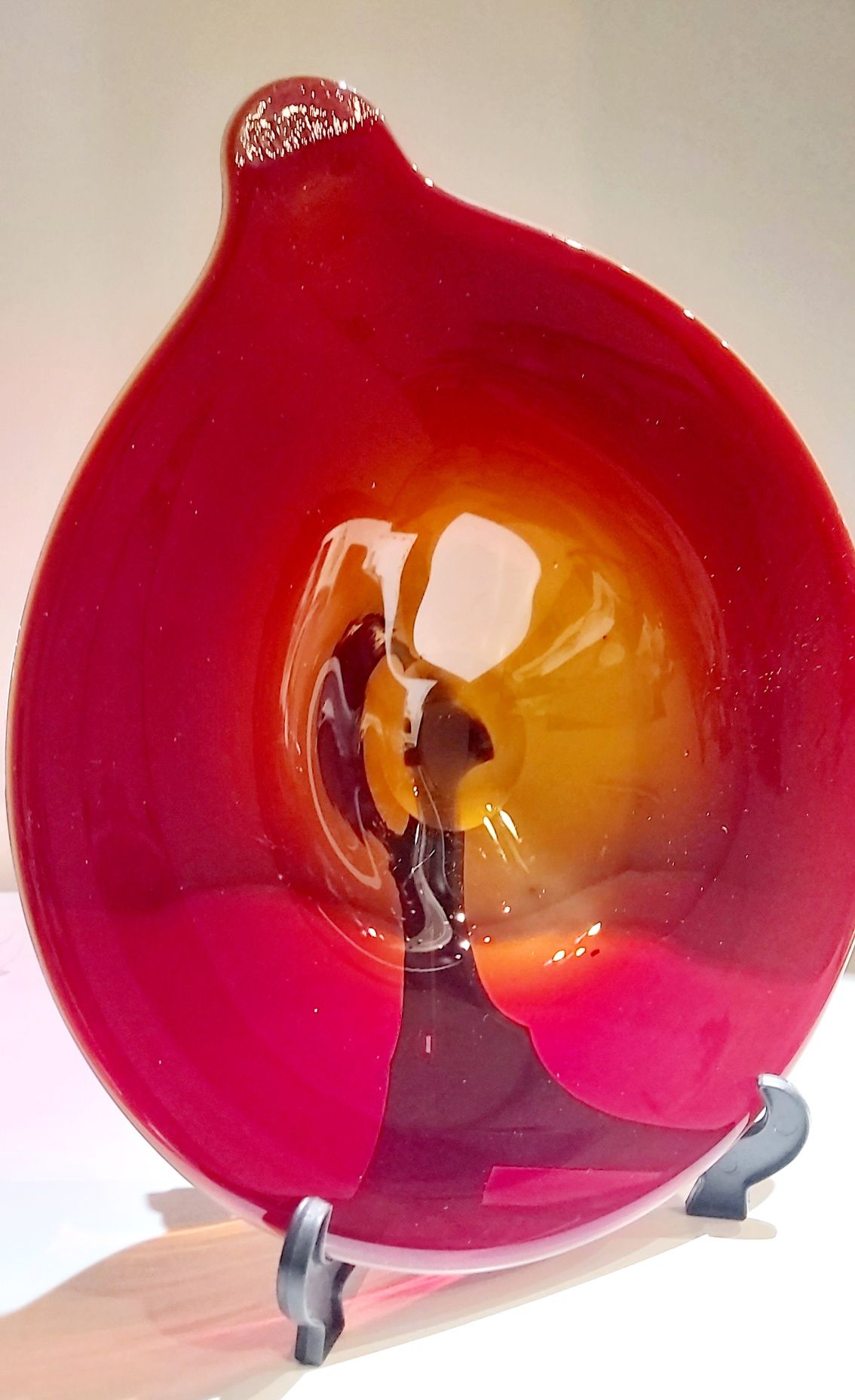Ретро Арт стъкло ваза свещник плато Лебед Китка