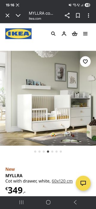 Patuț bebe impecabil myllra turcoaz și saltea inclusă
