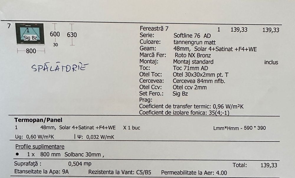 Geam termopan nou 800/600