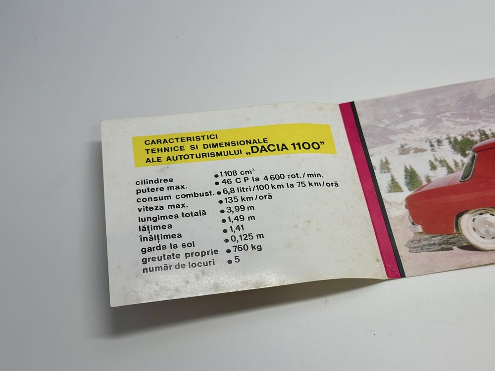 Brosura Perioada Comunista Dacia 1100 1969 Deosebita Rar Uzina Pitesti