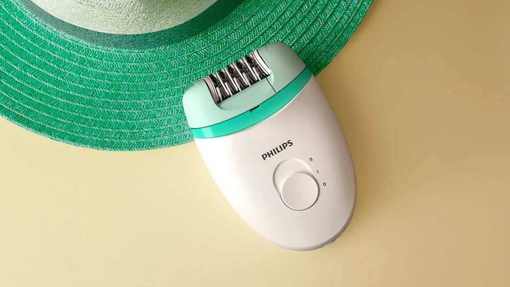 Epilator PHILIPS Satinelle Essential 2 viteze 2 accesorii alb-verde