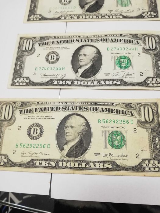 3 стари банкноти от по 10 долара  от 1950,74,77 г.
