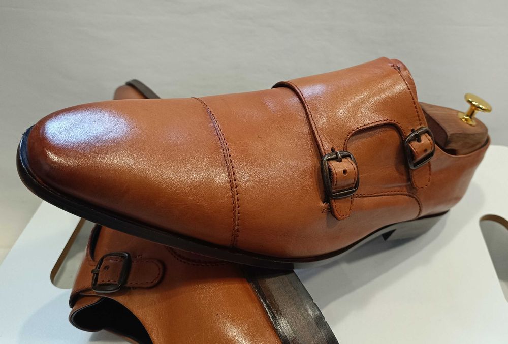 Pantofi double monk 43 43.5 premium Pier One piele naturala moale