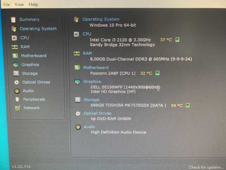 Sistem Desktop HP Pro 3400 MT Intel i3-2120 ;8 GB RAM