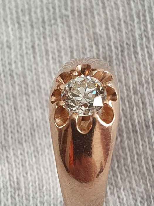 Inel unisex ghiul Gypsy aur roz diamant natural taietura veche 0,52CT