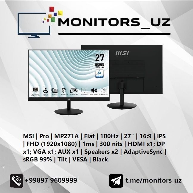 [NEW] монитор MSI 27 IPS 100Hz Audio