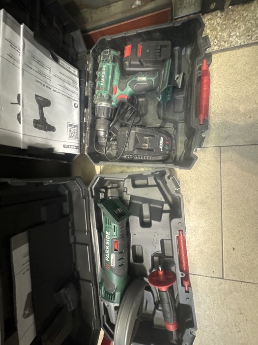 Комплект винтоверт и ъглошлайф Parkside