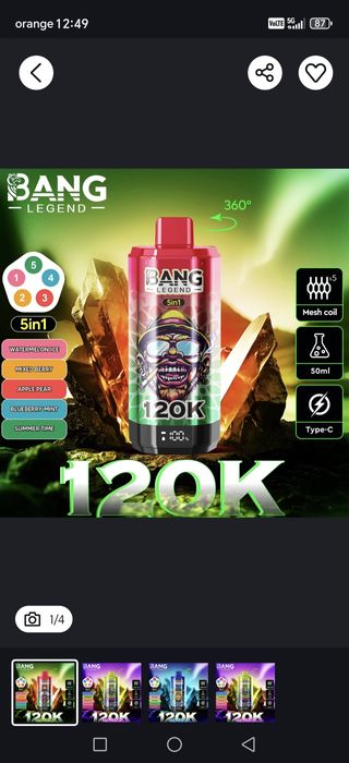 Vape 120.000 Puffs 5 Arome Reincarcabil Display