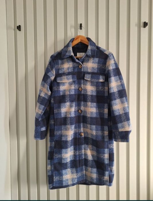 Palton superb lung carouri H&M, oversized, aproape nou