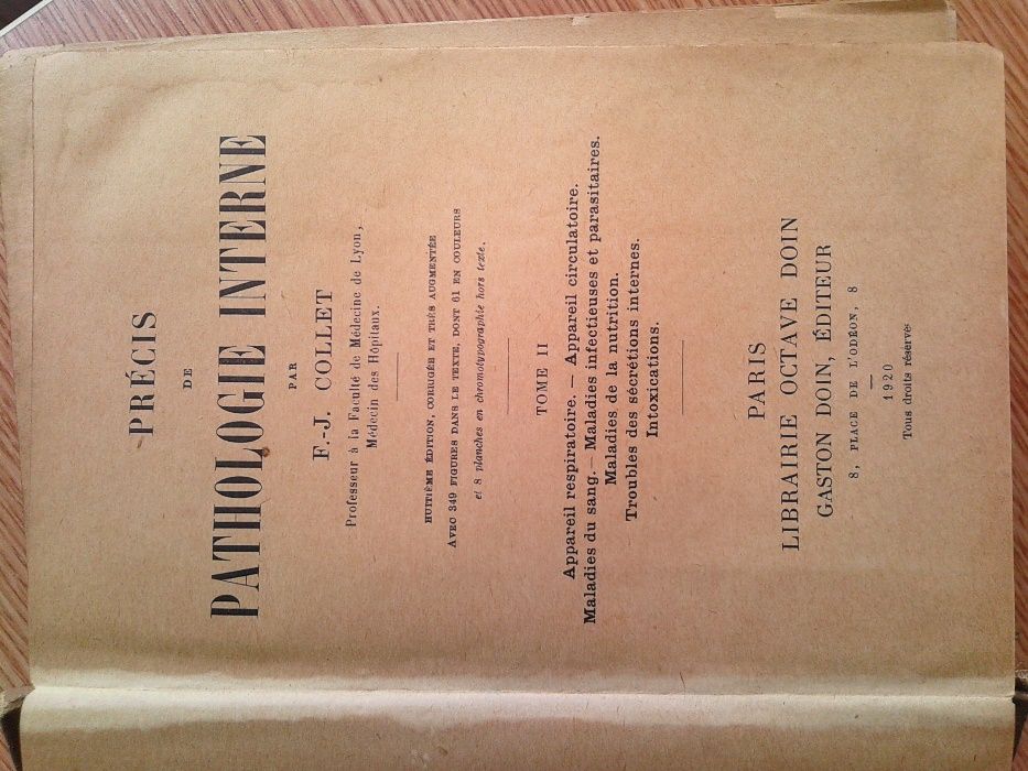 Tratat medicina Paris 1920, Precis de Pathologie Interne,