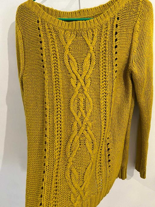 bluza pulover gros dama culoare galben mustar C&A marimea S tricotat