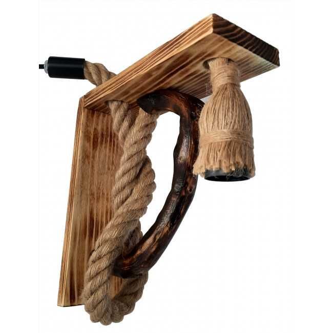 Aplica rustica - din lemn masiv si franghie de iuta, realizata manual