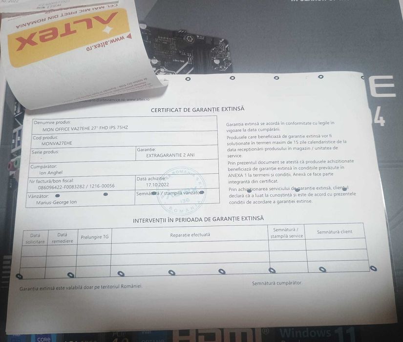 Monitor ASUS VA27EHE 27″ Full HD IPS – aproape nou, garanție inclusă