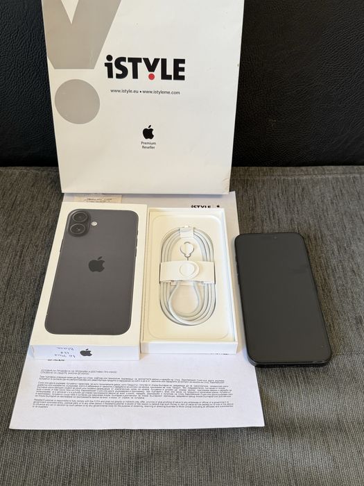 КАТО НОВ 128GB iPhone 16 Plus + iStyle Гаранция 2027г. Black