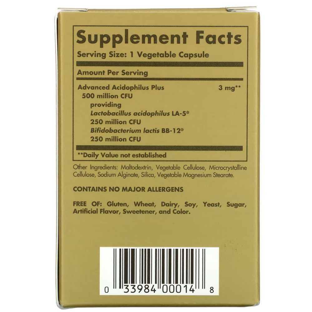 Пробиотик Ацидофилус  Solgar 60капс Advanced Acidophilus Plus