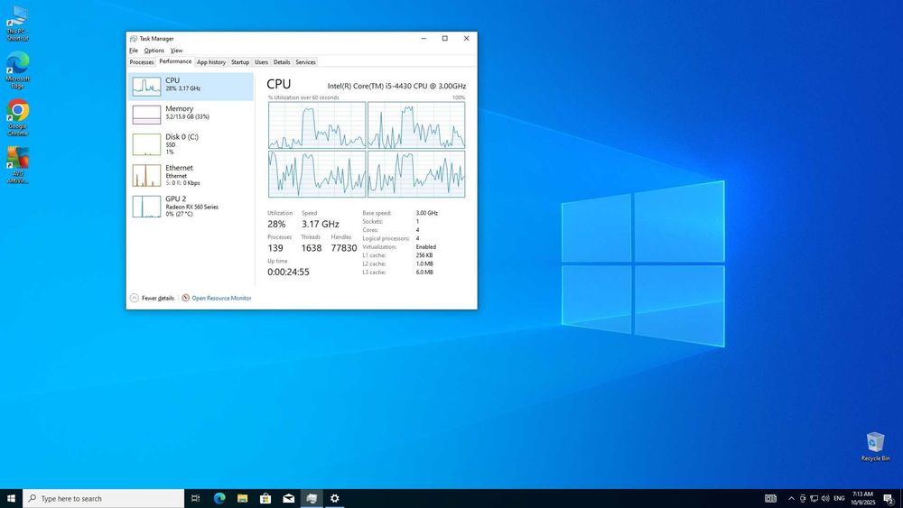 Геймърски Intel I5 4430,RX 560 4GB,16GB RAM,128 SSD+500 HDD