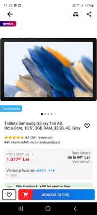 Tableta Samsung Galaxy Tab A8, Octa-Core, 10.5", 3GB RAM,  noua!!!