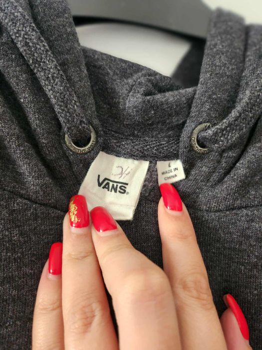 Hanorac Vans gri cu glugă, model floare, unisex, mărimea L