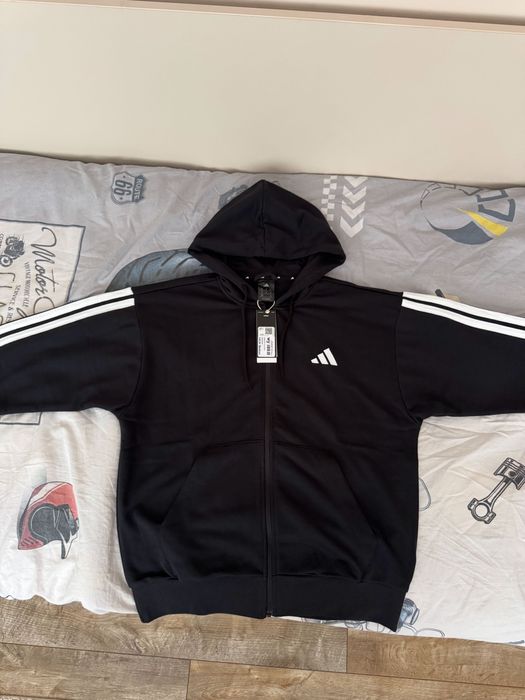 Adidas essentials 3-stripes french terry full-zip hoodie