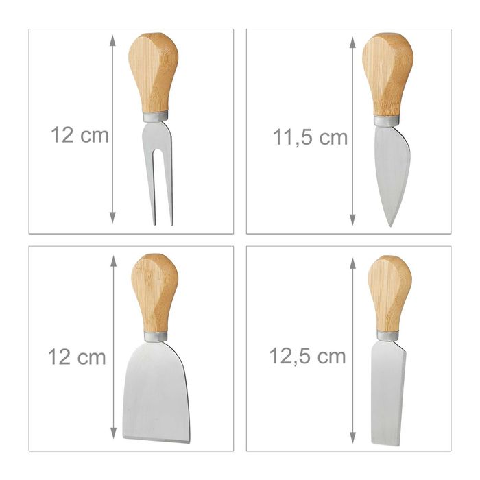 Set servire aperitive si branzeturi din bambus cu 4 tacamuri 35x28 cm