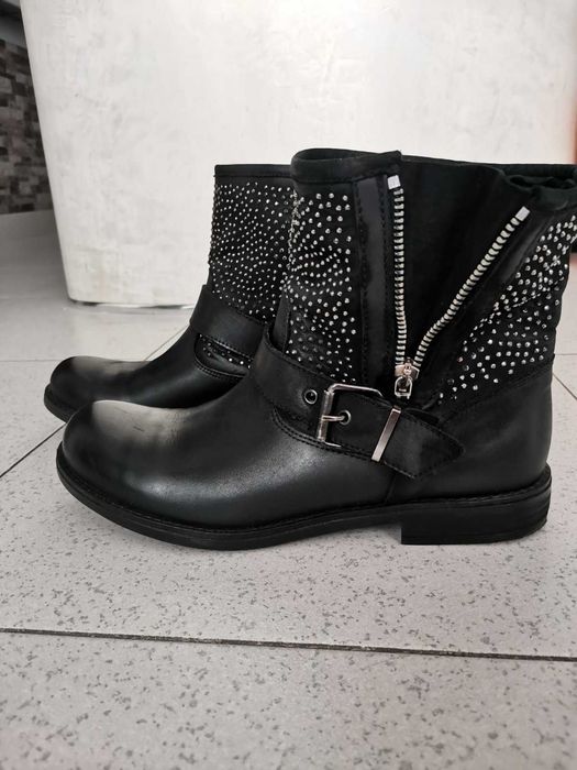 Италиански черни кожени боти