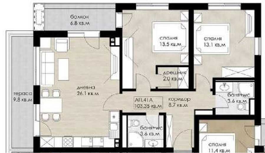 Продава се Тристаен апартамент в София, Дружба 1 - 103 кв.м за 2667 €/кв.м - Снимка #6