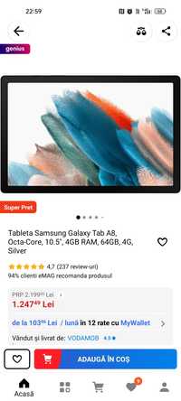 Tableta Samsung Galaxy Tab A8 , Silver