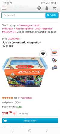 Set de construit, joc cu magneti, magplayer 46 de piese