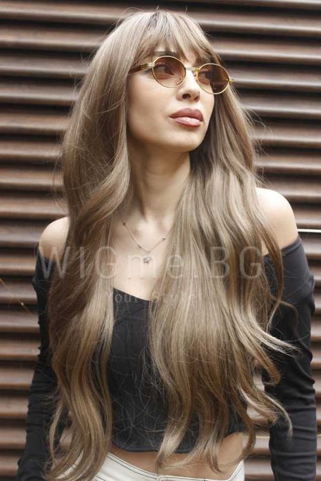 Дълга чуплива тъмноруса перука Мирея