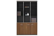 Офис шкаф с витрини Puzzle-hoem Oscar 120x40x200см, цвят орех-антрацит