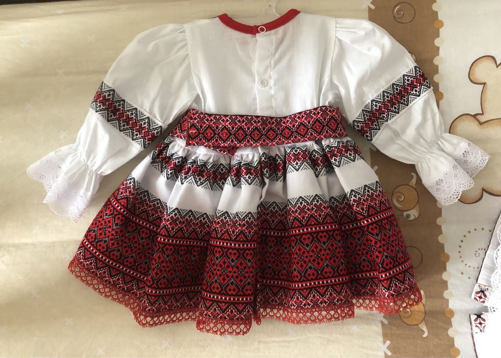 Rochie Traditionala Populara de botez pentru fetite