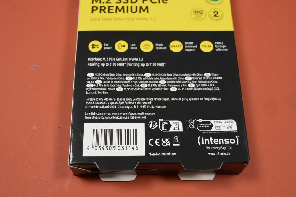 SSD памет Intenso Premium, 250 GB, M.2 NVMe 1.3, PCIe Gen3x4