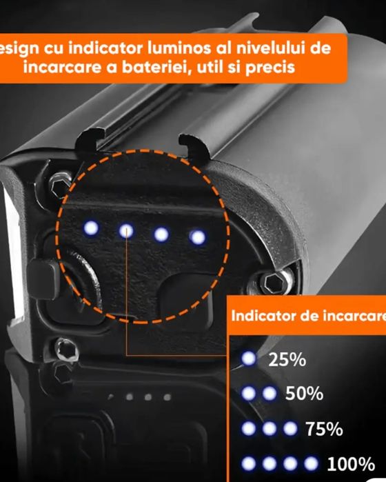 Lumina frontala profesionala bicicleta,carcasa metal, luminozitate 100
