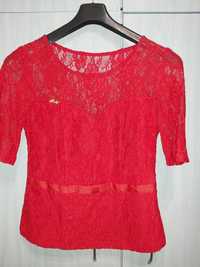 Дантелена блуза червена
