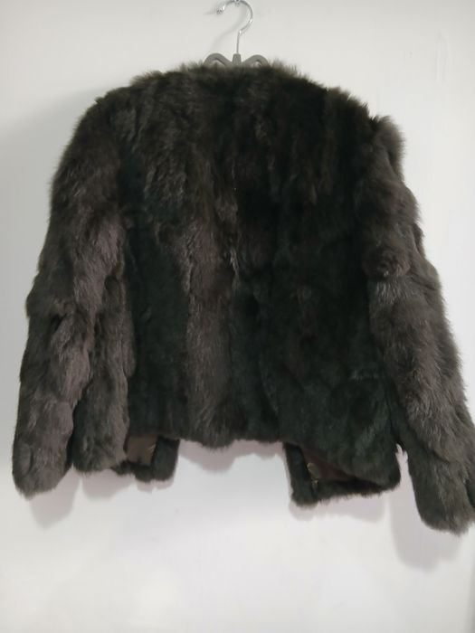 Scurta dama blana naturala iepure culoare verde negru marime M sau 40