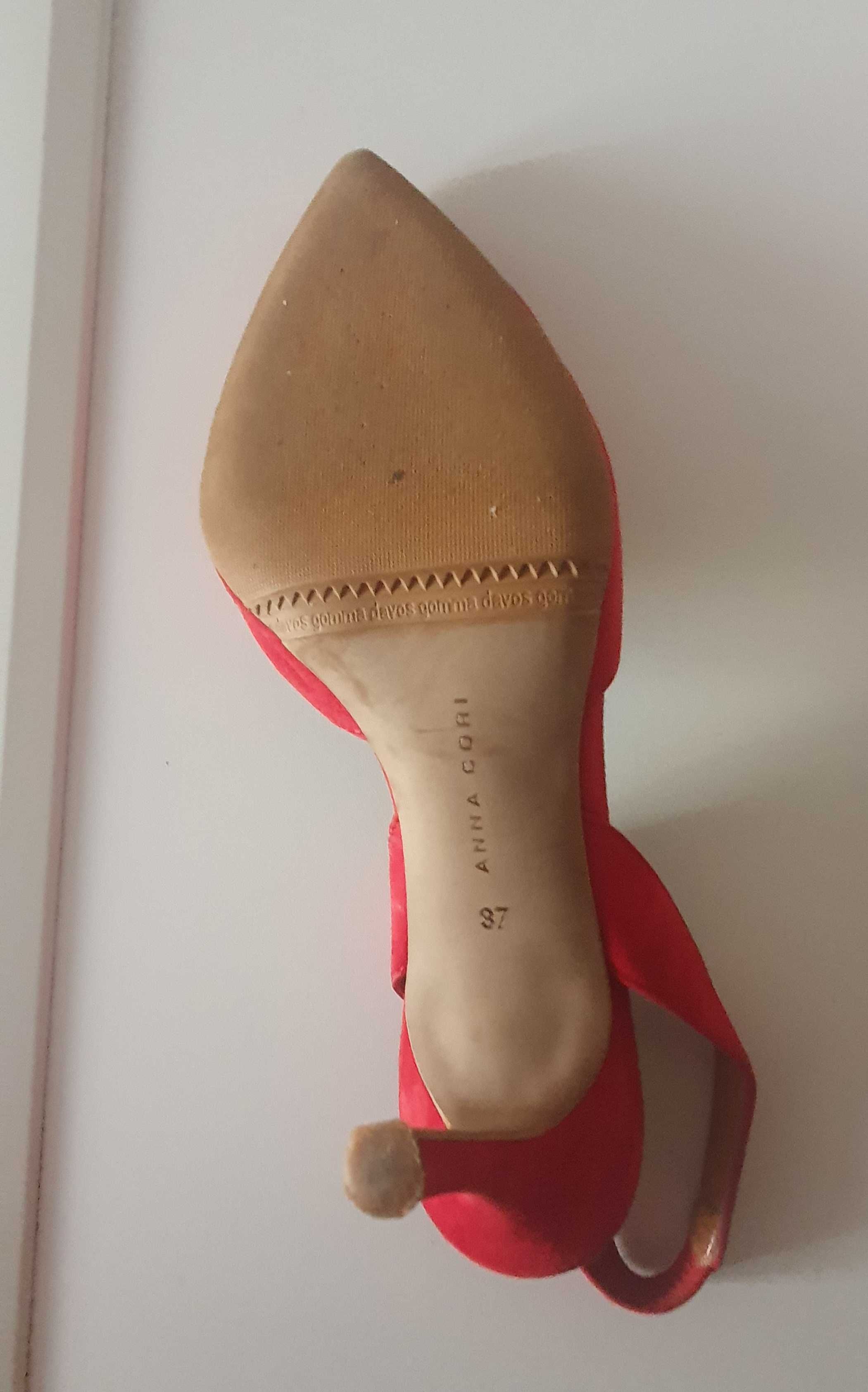 Pantofi stiletto roșii din piele întoarsă Ana Cori mărimea 37